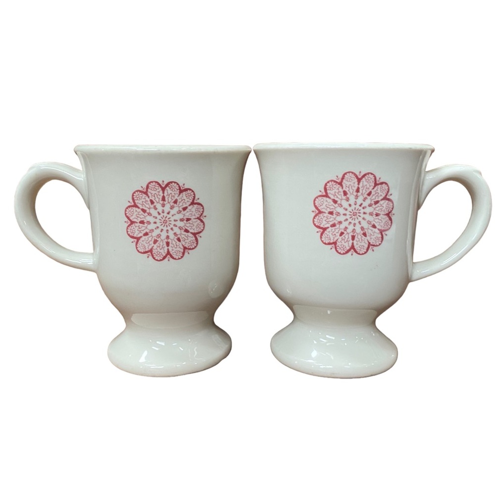 Lot of 2 vintage Shenango China Pedestal Coffee Mugs Mid Century matching set